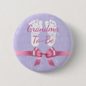 Roze en Paarse grootmoeder als Baby shower Button (Voorkant)