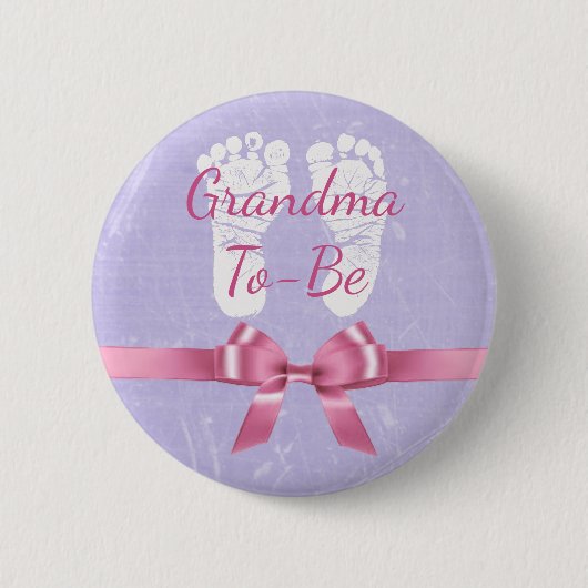 Roze en Paarse grootmoeder als Baby shower Button (Voorkant)