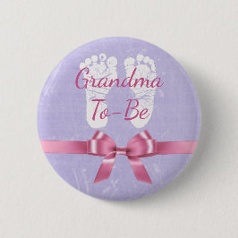 Roze en Paarse grootmoeder als Baby shower Button