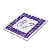 Roze en Paarse grote winkelnummers Tegeltje (Zijkant)