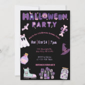 Roze en Paarse Halloween Party Schattige Ghost & S Kaart (Voorkant)