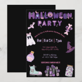 Roze en Paarse Halloween Party Schattige Ghost & S Kaart (Voorkant / Achterkant)