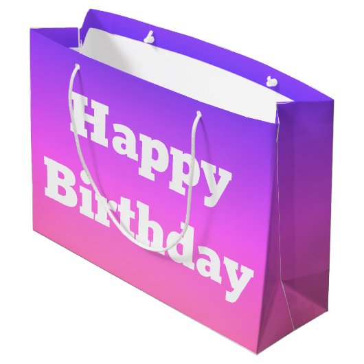 Roze en Paarse Happy Birthday cadeautas (Achterkant Gekanteld)