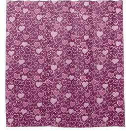 Roze en Paarse harten Douchegordijn