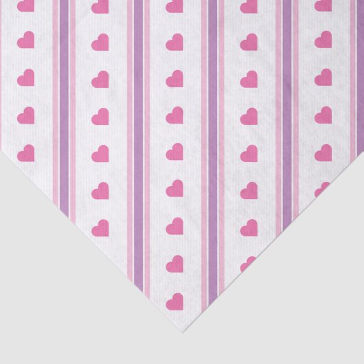 Roze en Paarse harten en strepen Tissuepapier (Detail)