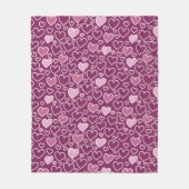 Roze en Paarse harten Fleece Deken (Voorkant)