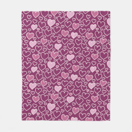 Roze en Paarse harten Fleece Deken