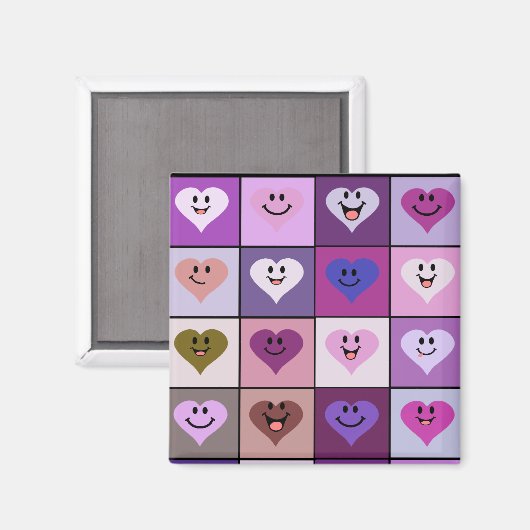 Roze en Paarse harten Magneet (Voorkant / Achterkant)