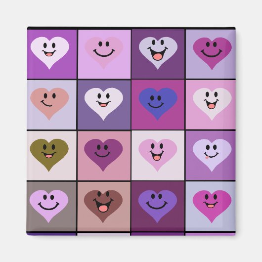 Roze en Paarse harten Magneet (Voorkant)