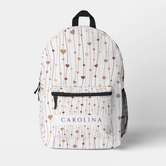Roze en Paarse harten Meisje Terug naar school Bedrukte Rugzak (Voorkant)