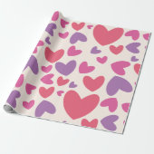 Roze en Paarse harten Valentijn Verjaardag Cadeaupapier (Uitgerold)