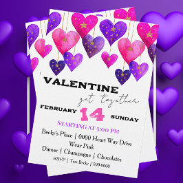 Roze en paarse harten Valentijnsdag Kaart
