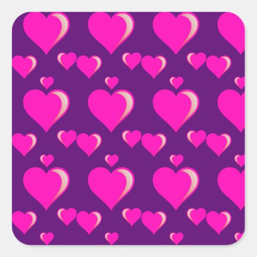 Roze en Paarse harten Valentijnsdag Love Vierkante Sticker (Voorkant)
