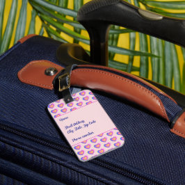 Roze en Paarse Hartjes Label Bagagelabel