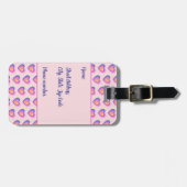 Roze en Paarse Hartjes Label Bagagelabel (Voorkant horizontaal)
