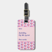 Roze en Paarse Hartjes Label Bagagelabel (Voorkant verticaal)