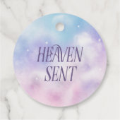 Roze en Paarse hemel zendt Baby shower Bedankjes Labels (Achterkant)