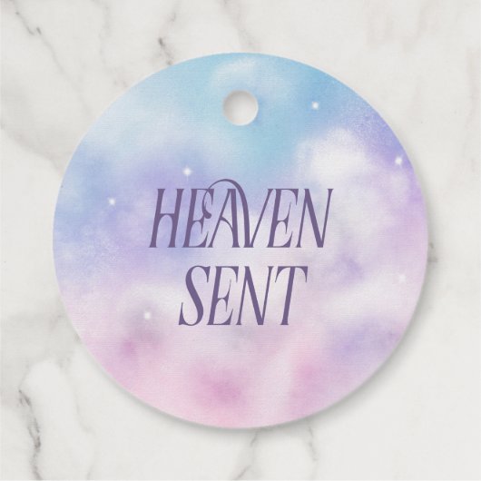 Roze en Paarse hemel zendt Baby shower Bedankjes Labels (Achterkant)