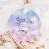 Roze en Paarse hemel zendt Baby shower Bedankjes Labels