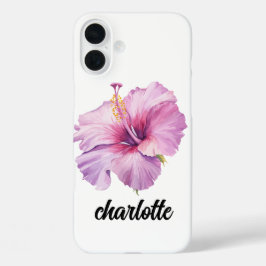 roze en paarse hibiscus bloem telefoonhoesje iPhone 16 plus hoesje