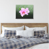 Roze en Paarse Hollyhock Flowers Canvas Afdruk (Insitu (Slaapkamer))
