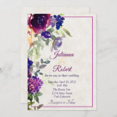 Roze en paarse huwelijkswedstrijd kaart (Voorkant / Achterkant)