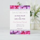Roze en Paarse Hydrangea Huwelijksaankondiging Save The Date (Staand voorkant)