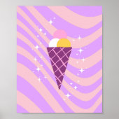 Roze en Paarse Ice Cream, Ice Cream Art, Preppy Poster (Voorkant)