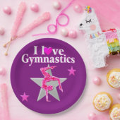 ROZE EN PAARSE IK HOU VAN GYMNASTIEK PAPIEREN BORD (Feest)