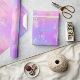 Roze en paarse iriserende penseelstrekenpatroon cadeaupapier