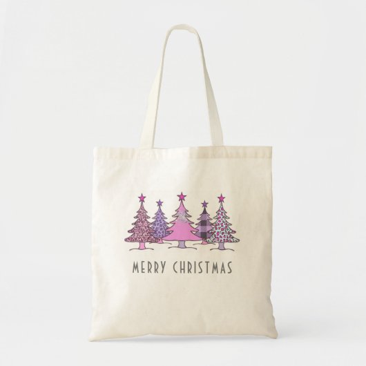 Roze en Paarse kerstbomen Canvas tas (Voorkant)