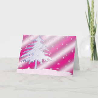 Roze en Paarse kerstboom Kaart
