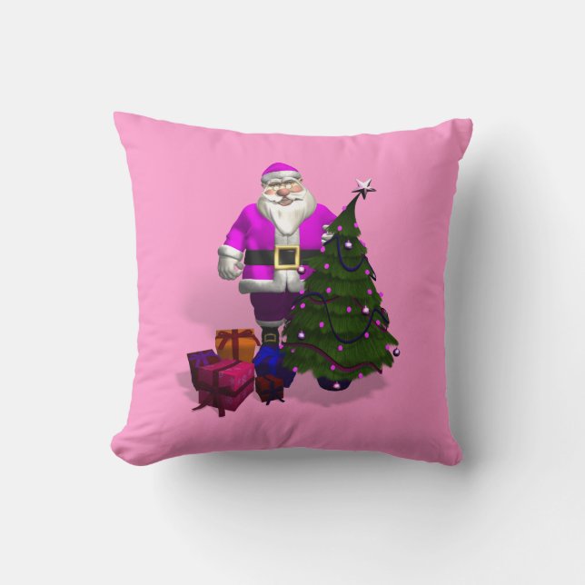 Roze en paarse kerstman kussen (Voorkant)
