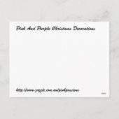 Roze en Paarse kerstversiering buiten Feestdagenkaart (Achterkant)