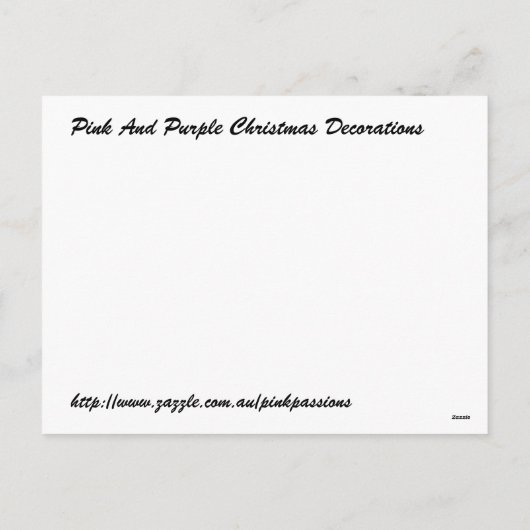 Roze en Paarse kerstversiering buiten Feestdagenkaart (Achterkant)