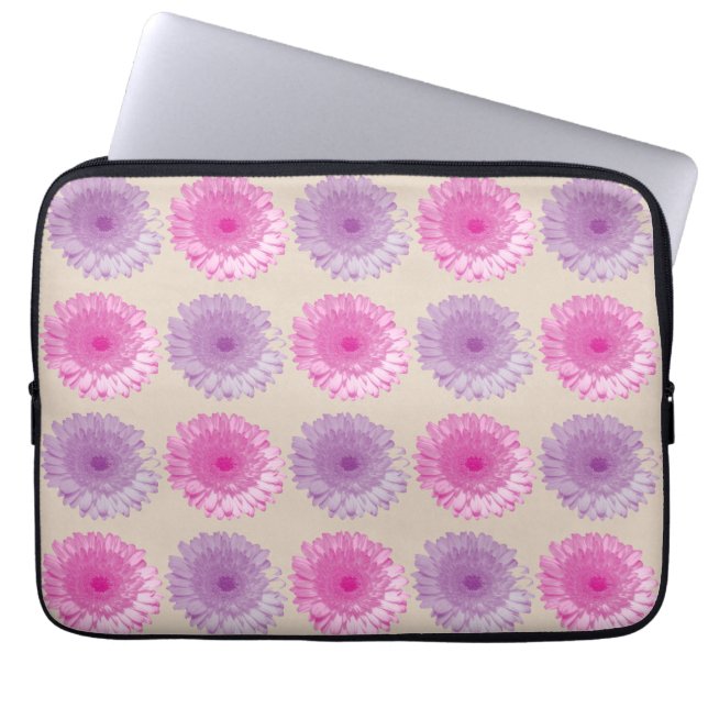 Roze en paarse kiezelflorpatroon laptop sleeve (Voorkant)