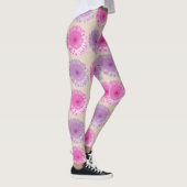 Roze en paarse kiezelflorpatroon leggings (Rechts)