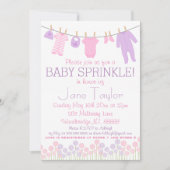 Roze en Paarse kleine kleren Baby Sprinkle Kaart (Voorkant)