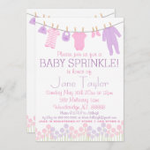 Roze en Paarse kleine kleren Baby Sprinkle Kaart (Voorkant / Achterkant)