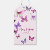 Roze en Paarse kleine vlinder Baby shower Cadeaulabel (Voorkant)
