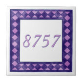 Roze en Paarse kleine winkelnummers Tegeltje (Voorkant)