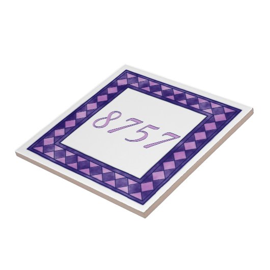 Roze en Paarse kleine winkelnummers Tegeltje (Zijkant)