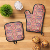 Roze en Paarse kleur Ovenwant & Pannenlap Set (Top down)