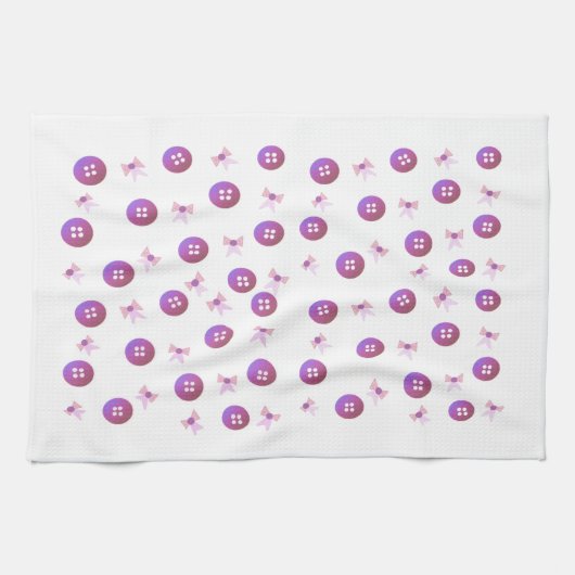 Roze en paarse knopen en strikken theedoek (Horizontaal)