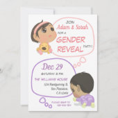 Roze en Paarse komische Baby Kaart (Voorkant)