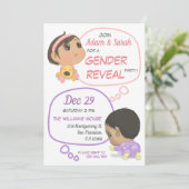 Roze en Paarse komische Baby Kaart (Staand voorkant)