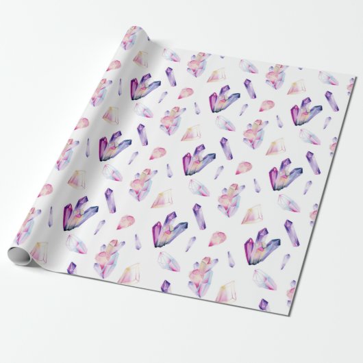 Roze en Paarse kristallen Cadeaupapier (Uitgerold)