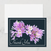 Roze en paarse krokussen Grijze achtergrond Bedank Briefkaart (Voorkant / Achterkant)