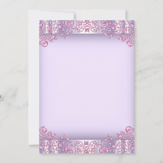 Roze en Paarse Kruis Eerste Communie Kaart (Achterkant)