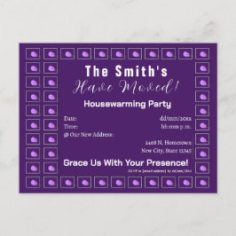 Roze en Paarse lentebloesem Housewarming Party Aankondigingskaart